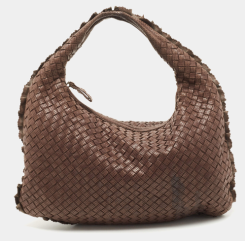 Bottega Veneta Brown Intrecciato Perforated Leather Veneta Hobo